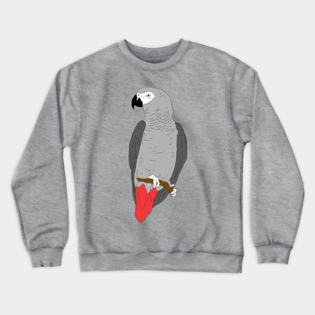 African Grey Parrot on Perch Crewneck Sweatshirt by Einstein Parrot